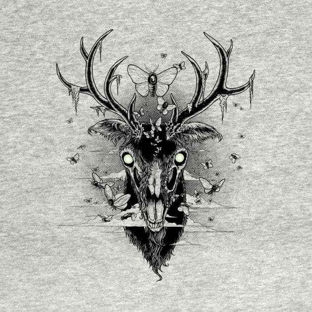 Moth Eaten Deer Head - One Color by scumbugg